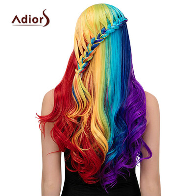 

Adiors Long Colorful Centre Parting Side Braided Wavy Synthetic Wig