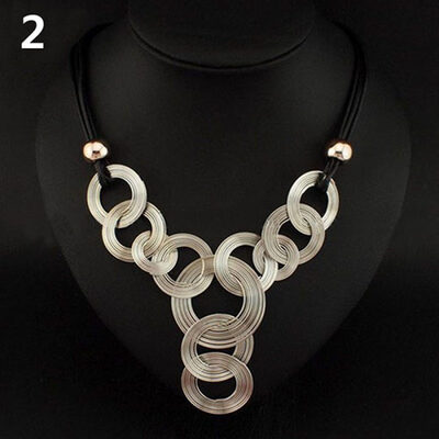 

Punk Womens Circle Bead Choker Statement Necklace Jewelry Fashion Gifts
