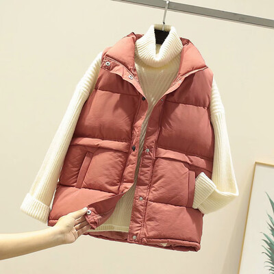 

Toponeto Womens Winter Warm Outwear Stand Neck Sleeveless Pockets Vintage Oversize Coats
