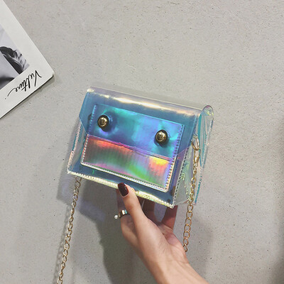 

Tailored Fashion Lady Personality Transparent Jelly Chain Shoulder Wild Messenger Bag
