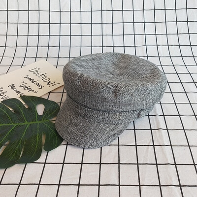 

Hat Female Korean version Chao Bai Da Ha Hat Horizon fashion Newsboy Hat FLAT TOP NAVY HAT summer thin net red octagonal hat