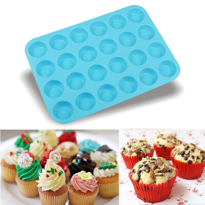 

Siaonvr 24 Cavity Mini Muffin Silicone Soap Cookies Cupcake Bakeware Pan Tray Mould
