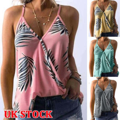 

Nw Women Casual Camisole Floral Strappy Vest Top Sleeveless Blouse Tank T-Shirt