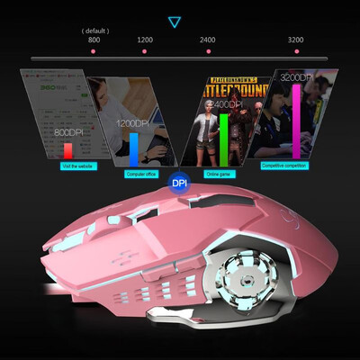 

HXSJ V500 USB Wired Gaming Mouse 3200DPI 6 Buttons Gamer Mouse Pink for PC