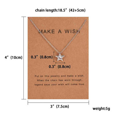 

Fashion Star Paper Card With Bow Pendant Women Minimalist Clavicle Chain Necklace Statement Valentines Day Gift Card