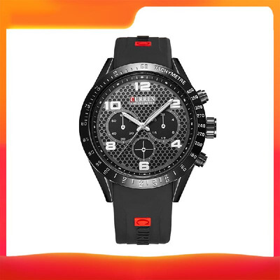

Curren Men Watch Fashion Analog Quartz Watch Silica Gel Band Waterproof Wrist Watch
