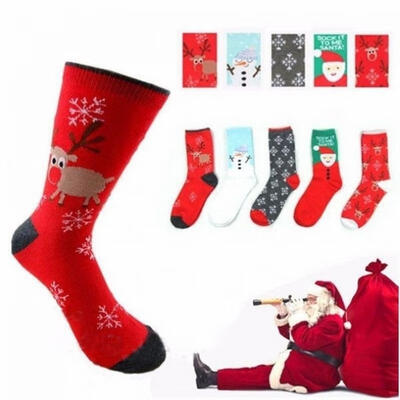 

Mens Womens Christmas Cotton Socks Santa Snowman Snowflake Socks Stocking Filler