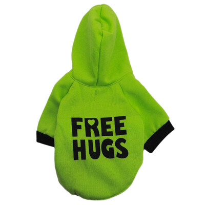 

"Free Hugs" Dog Hoodie Casual Pet Autumn Winter Warm Costume Thickening Hooded 2 Legged Coat Casual Letters Hoodie For Dogs