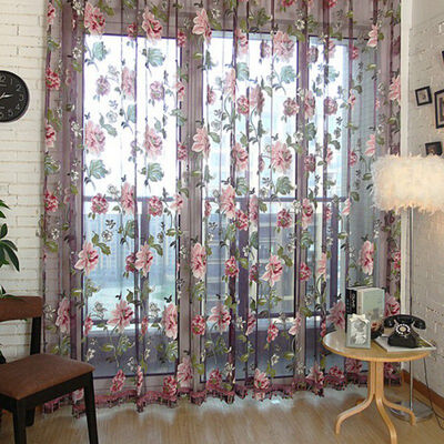

Top Selling For 1 Pcs Elegant Floral Tulle Voile Window Curtain Panel Sheer Drape Scarf Valances