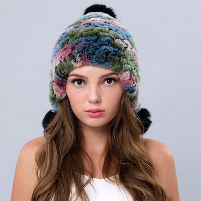 

Tailored Fashion Elegant Warmth Women Hats Handmade Warm Caps Female Hairball Headgear