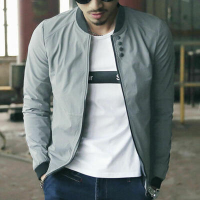 

Fashion Men Zipper Casual Business Jacket Fight Bomber Top Coat Baseball Outwear