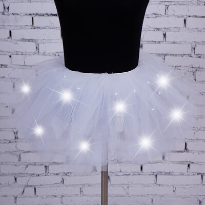 

Roseonmyhand Women 5 layers Mesh Tulle Skirt Princess Skirt With LED Small BulbSkirt