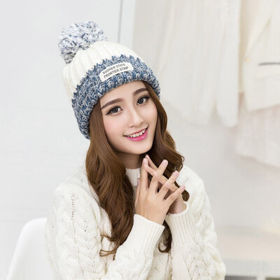 

Tailored Winter Hat Hairball Hat Women Thick Women Hat Girls Caps Knitted Beanies Cap BG
