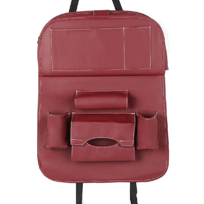 

Car Backseat Organizer PU Leather Auto Back Seat Cushion for Kids Brown