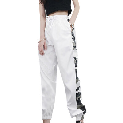 

Women New Casusal Loose High-Elastic Sports Side Print Leggings Harajuku Feet Nine Points Pants