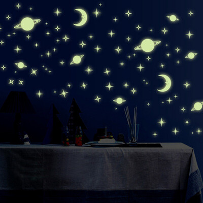 

Glowing Star Wall Stickers Light Fluorescent Sticker 3D Wall Stickers Bedroom Roof Meteor Moon Wall Decorations Christmas