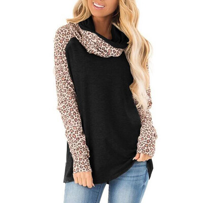 

Women Leopard Sweater O Neck Knit Tops Autumn Winter Pullover Loose Knitwear