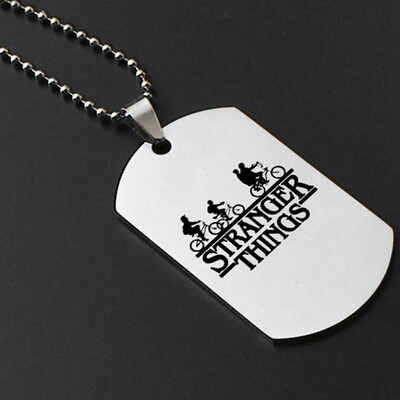 

Stranger Things Necklace Creative Stainless Steel Military Charms Pendant Chokers Jewelry Gifts for Women Girls