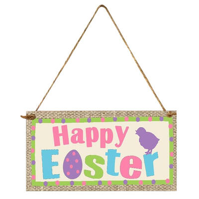 

Happy Easter Egg Rabbit Wood Hanging Plaque Home Wall Decorative Sign
