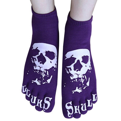 

Men Funny Punk Gym Sports Skull Skeleton Cotton Five Finger Ankle Toe Socks Halloween Socks
