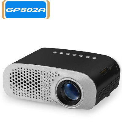 

GP802A Projector Mini Portable 100 Lumen Video Projector LED with Built-in Speaker Support HD VGA AV USB SD 35mm Interfac