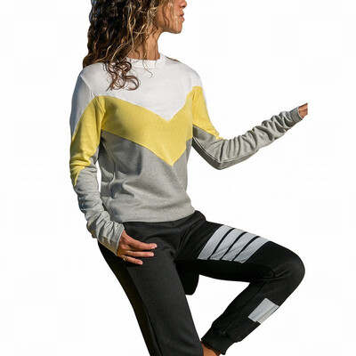 

Womens T-shirt long-sleeved womens contrast color stitching round neck slim slimming shirt