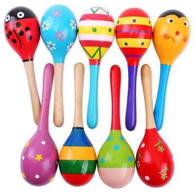 

Colorful Wooden Maracas Baby Child Musical Instrument Rattle Shaker Party Toy