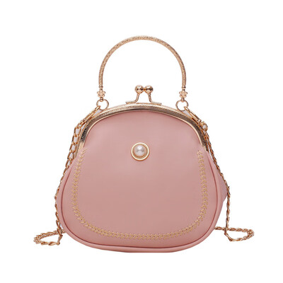 

Ins port wind texture silk scarf chain small square bag handbags new 2019 Korean version of the wild pearl shoulder Messenger bag