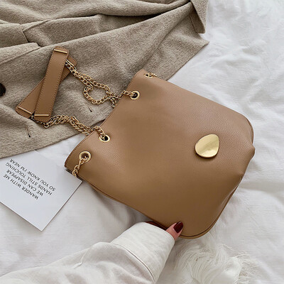 

Korean version 100 lap chain bag ins network celebrity advanced foreign gas bag new 2019 simple bucket bag oblique satchel bag