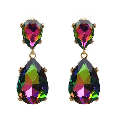 

JURAN New Exquisite Full Crystal Drop Dangle Earrings Shiny Water Drop Brincos Rhinestone Fashion Maxi Statement Party Jewelry