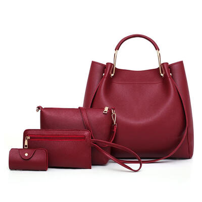 

4pcsset Solid Color Shoulder Handbags Women Leather Crossbody Bags Clutch
