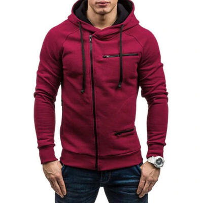 

Casual Slim Zipper Cardigan Drawstring Hooded Sweater Hoodie For Men