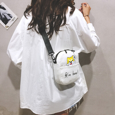 

Small bag female 2019 new ins Japanese Harajuku girl canvas bag cartoon wild ugly cute shoulder Messenger bag