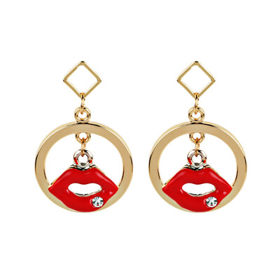 

Fashion Women Ladies Big Red Lips Jewelry Earrings Rock Geometric Earrings Ear Stud