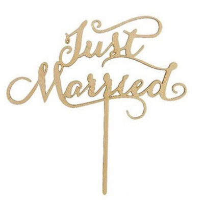 

US Stock Wooden Mr&Mrs Bride Groom Wedding Love Cake Topper Insert Party Decor