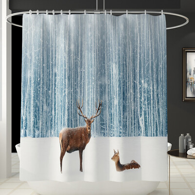 

Siaonvr Santa Christmas Print Toilet Bathroom Mat And Shower Curtain Four-Piece Set