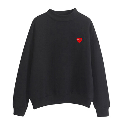 

Toponeto Women O-Neck Solid Color Smiley Love Pattern Long Sleeve Plus Velvet Sweatshirt