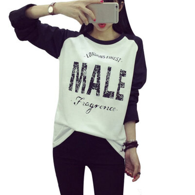 

T shirt For Women Korean Style Letters Print T-shirt Loose Long Sleeved T-shirt Women Tops