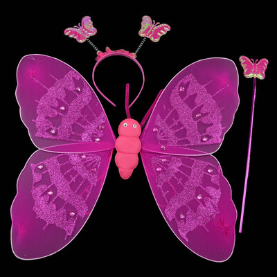 

3Pcsset Cosplay Costume Lovely Clothing Princess Kids Girl Butterfly Wing Wand Headband Fairy Christmas Party Dress