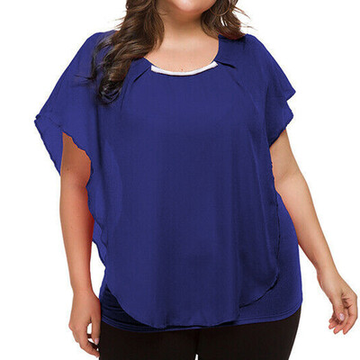 

Roseonmyhand Fashion Women Chiffon Plus Size T-shirt O-Neck Solid Blouse Sleeveless Tops