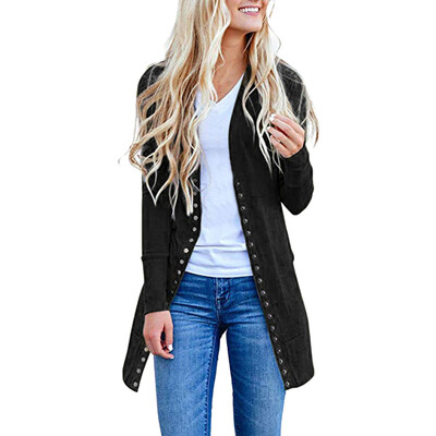 

Roseonmyhand Womens Open Front Button Down Cardigan Sweater Long Sleeve Plus Loose Drape