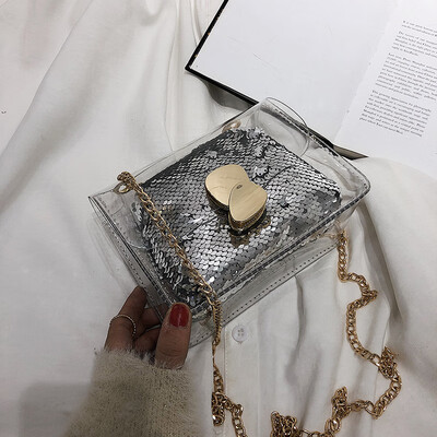 

Advanced sense bag foreign chic chain bag 2019 new red jelly transparent bag shoulder bag messenger bag