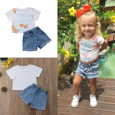 

2pcsset Cute Toddler Kids Baby Girls Clothes T-shirt TopsShorts Pants Outfits