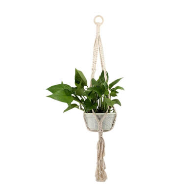

Simple Handmade Knitted Flowerpot Holder Lifting Rope Plants Hanger Basket