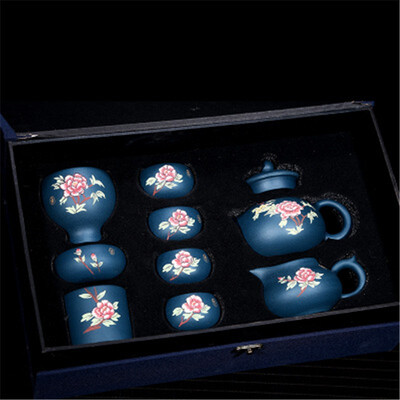 

Yixing purple sand tea set of chlorite ores ink all hand teapot blooming flowers xi shi pot gift customization