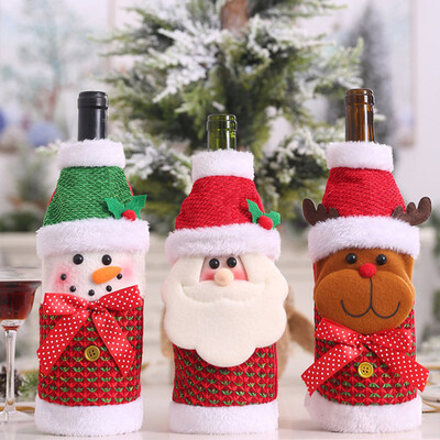 

3Pcs Christmas Elk Santa Snowman Shape Wine Bottle Cover Bag Party Decoration
