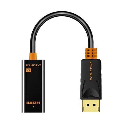 

Cabletime Display Port to HDMI Adapter 4k DP to HDMI Adapter Audio Video 1080P 3D 12 Converter for HDTV Projector PC