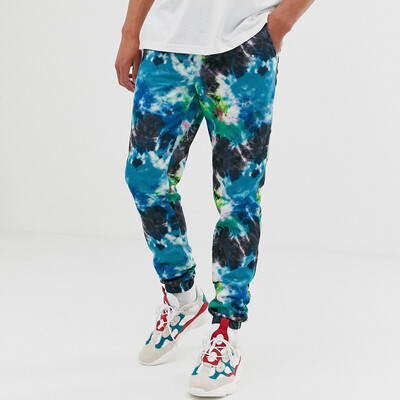 

Gobestart Men Splicing Tie Dyeing Overalls Casual Pocket Sport Work Casual Trouser Pants