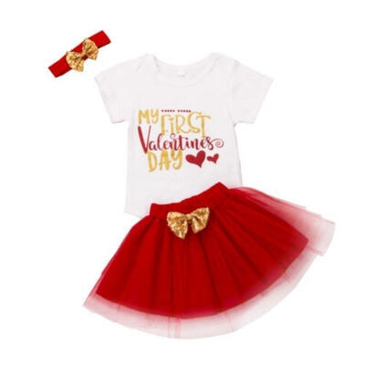 

Newborn Baby Infant Clothes Dress Girls Valentine´s Day Outfit Tutu Romper