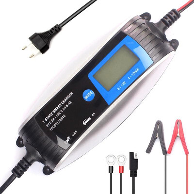 

FOXSUR 12V 08A4A 6V 08A 7-stage AGM GEL WET EFB Battery Charger LCD Intelligent Battery-charger for Toy Motorcycle Car